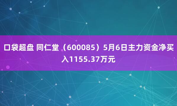 口袋超盘 同仁堂（600085）5月6日主力资金净买入1155.37万元